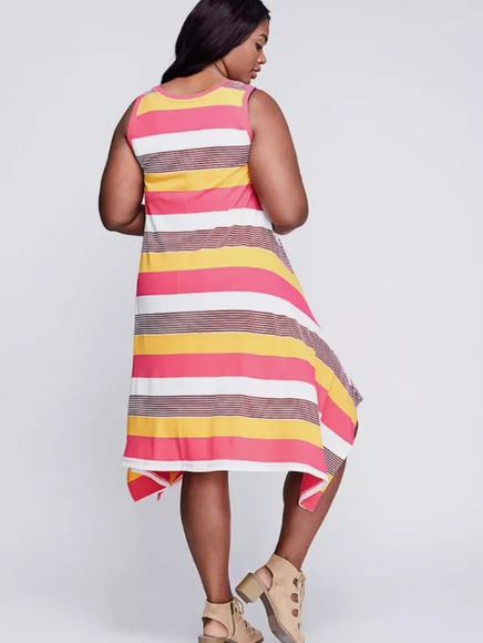 Lane Bryant Sharkbite Hem Striped Casual Dress Size Women's Plus Size 18/20 - Picture 2 of 13